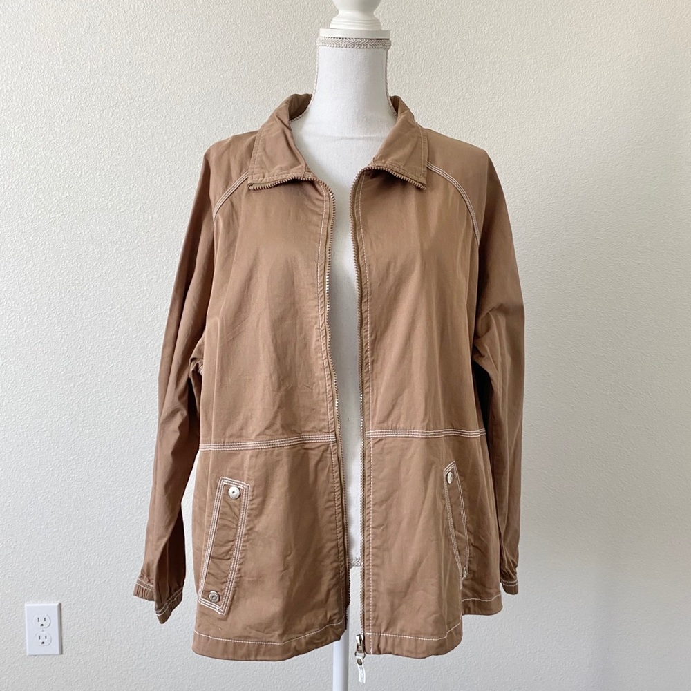 Oleg Cassini Jacket Khaki Plus Size 2X, Tan